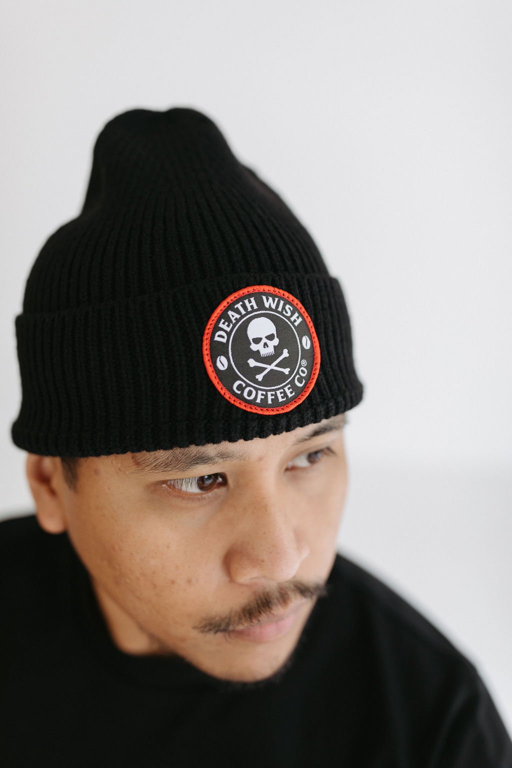 embroidered patch on beanie
