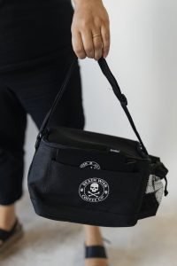 printed insulated lunch bag - death wish logo
